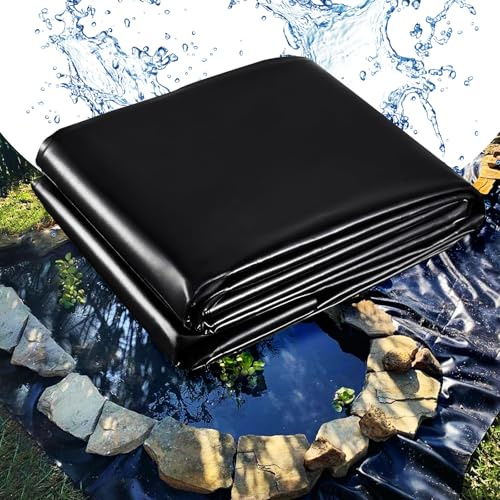 Hggdsac Pond Liner, Lámina para estanques, Liner para Estanque Prefabricado, Lona Piscina Flexible e Impermeable, Negra, para estanques pequeños, estanques de Peces, Fuente de jardín(4×20m)