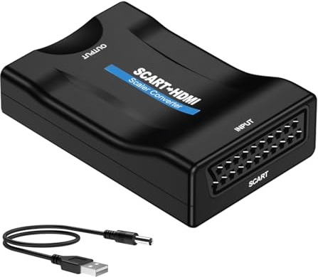 Zescyha SCART to HDMI Converter, SCART to HDMI Adapter for PAL NTSC SECAM, Supports 720P/1080P Video Output, Audio Video Converter for TV, DVD, Set Top Box, Blu-ray Player to HDTV or Monitor