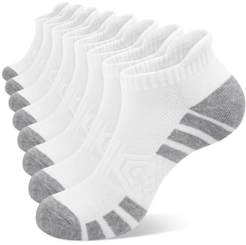 8 Paires Chaussettes Homme pour Socquettes Homme 39-45 - Chaussettes Sport Homme pour Running,Fitness,Travail Loisirs,Chaussettes Homme Blanche Cotton,Respirant,Légères avec Semelle Épaisse