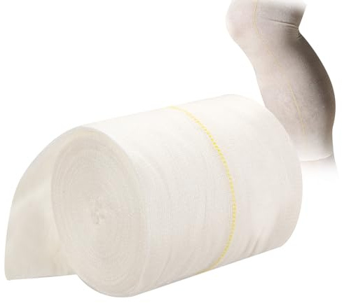 Elastic Bandage Roll Cotton Stretch Bandages 10cm x 10m Compression Tube Bandage Stretchable Tubular Bandages Yellow Line for Arm Legs Knees