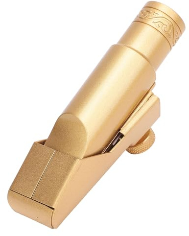 Bocchino Sassofono Alto, Tono Focalizzato Luminoso Oro Alto (5C) Bocchetto con Cappuccio