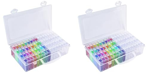 Generchin 2X Boîte de Rangement de Peinture Diamant à 64 Grilles, Boîte de Rangement de Perles de Rocaille Portable, Conteneur en Plastique pour Nail Art DIY