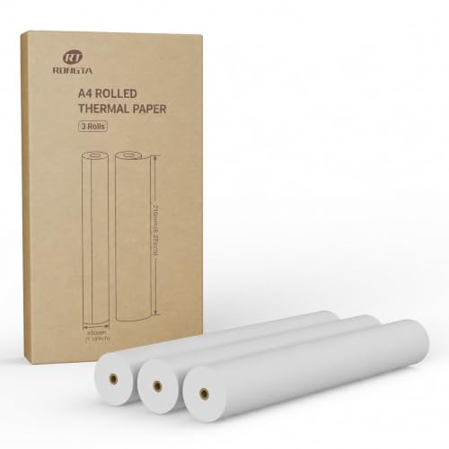 Rongta A4 Thermal Paper Rolls, 210x297mm Thermal Printer Paper Roll, Advanced Clear Printing, Compatible with F82 (3 Rolls)