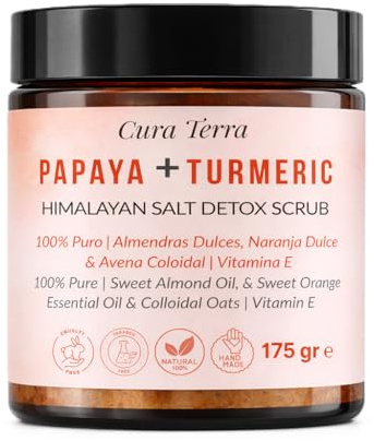 Himalayasalt kroppsskrubb med papaya och gurkmeja – naturlig skrubb med kolloidal havre – 175 g
