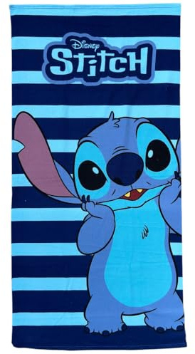 CARTOON Strandhandduk för Barn Stitch 70x140 cm Mikrofiberhandduk 100% Polyester Snabbtorkning Strandhandduk Pool Blå/Azur Disney Presentidé