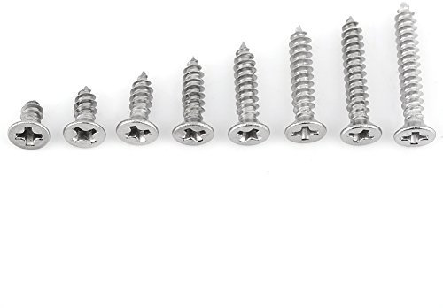 200pcs Assortiment de Vis Boulon Cruciforme Tête Bombée/Fraisée M3 en Acier Inoxydable(Tête Fraisée)