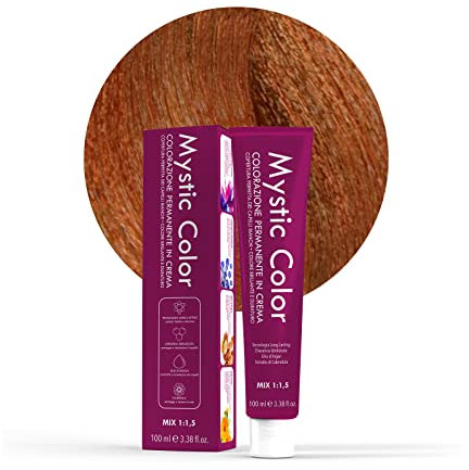 Mystic Color - Coloración Permanente en Crema con Aceite de Argán y Caléndula - Tinte de Larga Duración, Tinte Pelo Mujer - Color Rubio Cobrizo Intenso 7.44-100ml