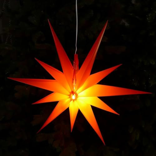 Gartenpirat 2D Leuchtender Weihnachtsstern rot Ø 50 cm mit 11 Zacken Timer-Funktion Faltstern mit LED-Birne warmweiß Weihnachtsdeko außen innen