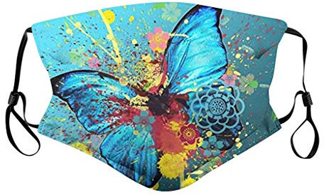 TOPEREUR Mundschutz Multifunktionstuch 3D Animal Print Maske Waschbar Wiederverwendbar Stoffmaske Baumwolle Atmungsaktiv Mund-Nasenschutz Schmetterling Tiermotiv Halstuch Schals Herren Damen