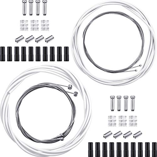 Boao Universal Bike Brake Cable Kit Derailleur Bicycle Shifter Cable Housing Set Transmission Line for Mountain Road Bike Repair(White)