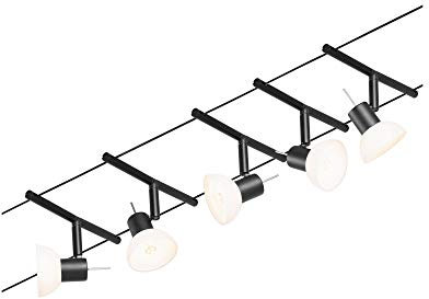 Paulmann 94450 CorDuo Seilsytem Set Sheela DC max. 5x10 Watt erweiterbar Schwarz matt Drahtseil Kunststoff GU5,3 Drahtseilsystem ohne Leuchtmittel