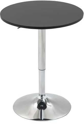 HOMCOM Mesa de Bar Regulable en Altura con Base Redonda y Antideslizante para Cocina Comedor Ø60x69-93 cm Negro