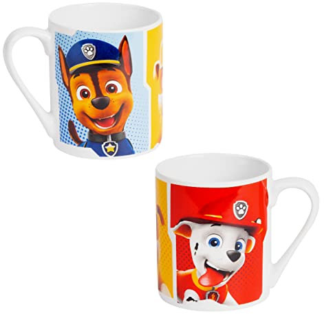 United Labels Paw Patrol Tasse für Kinder 230 ml, Rubble Chase Marshall, Bunt, Kindertasse aus Keramik, Becher für Kakao und Tee