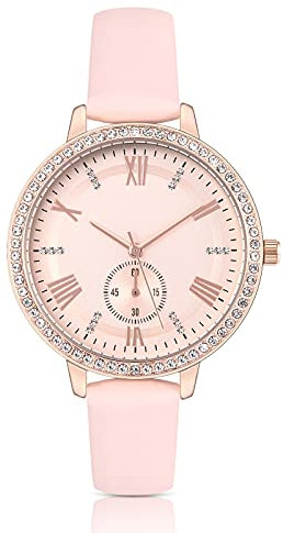 KIMOMT Damenuhren Lederband Luxus Quarzuhren wasserdichte Mode Kreative Armbanduhr für Damen Mädchen Damen (Rosa(810))
