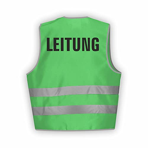 Fassbender-Druck WARNWESTEN - Sicherheitsweste GRÜN Warnweste nach EN ISO 20471 zertifiziert - Warn Weste LEITUNG - Unisex mit hochwertigem Reflektorstreifen (GRÜN I XL/XXL I 5er Set)