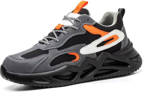 Annvia Sicherheitsschuhe Herren Leicht Sneaker Arbeitsschuhe Damen Sportliche Stahlkappenschuhe Atmungsaktiv rutschfeste Schutzschuhe mit Stahlkappen Schwarz größe 42