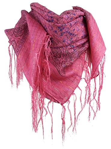 Asita Womens Sparkly Lurex Thread Paisley Tassels Square Scarf