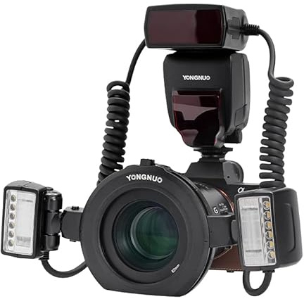 YONGNUO YN24EX S Macro Flash Speedlite, GN18 TTL with 2 Flash Heads 7 Adapter Rings, for Sony a6600 a6500 a6400 a7R4 a7R3 a7S3 a7S3 Cameras