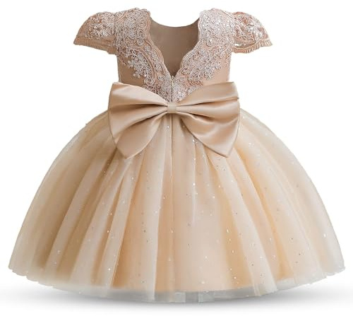 TTYAOVO Bébé Fille Fleur Robes Faire la fête Tutu Princesse Robe Taille (80) 6-12 Mois 07 Champagne-T