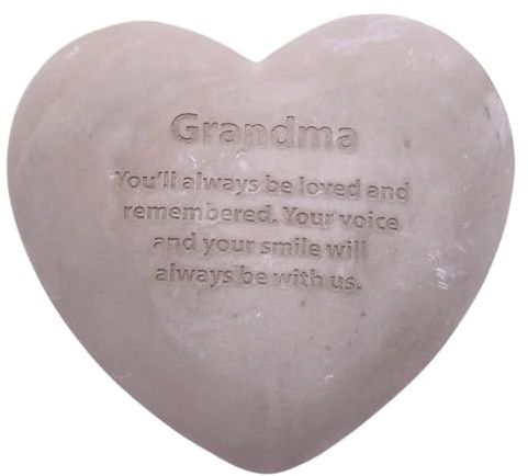 Wowser Heart Shaped Memorial Stone, Sympathy Gift, Remembrance Garden Accent, 6 Inches (Grandma)