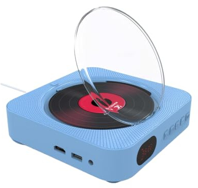 tuwiwol Bluetooth DVD-spelare med högtalare U Diskuppspelning 1080P HD-utgång Dubbla högtalare Fjärrkontroll AV-utgång ABS Cd-spelare, blå
