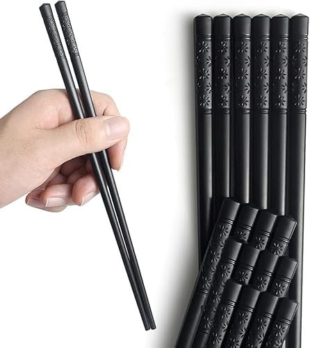 Set di 10 paia di bacchette in fibra di vetro, 24 cm, motivo fiori di ciliegio, riutilizzabili, design durevole