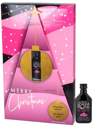 Alcohol Advent Calendar 2025 | Tequila Rose Gift Set | Ladies Advent Calendar 2025 | Xmas Gifts for Women | Miniature Bottles 50ml and 24 Christmas Chocolates | Christmas Countdown | Cream Liqueur
