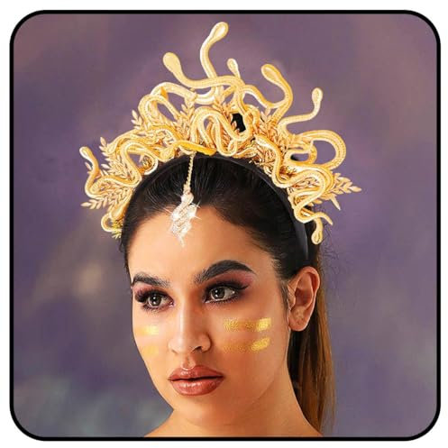 Zoestar Medusa Serre-tête serpent, feuille dorée, déesse grecque avec strass, accessoire de cheveux pour femme