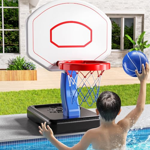 NIPLOOOW Kids Basketball Hoop for Boys Age 3 4 5 6, Adjustable Toddler Basketball Goal with 4 Balls for Indoor Outdoor Play,Poolside Basketball Hoop for Pool Basketball Toy for Boys Girls Kids Age 3-8