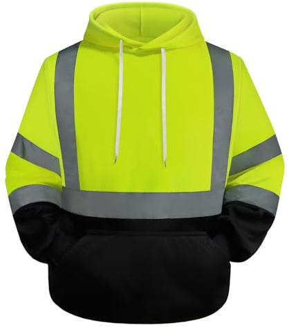 Graunton Reflektierendes Sweatshirt Mit Reißverschluss, Warnschutz Pullover für Männer und Frauen，Warnschutzjacke für Baustelle，Flughafen，Aktivitäten im Freien， (TTWY-Gelb Schwarz, 4XL).