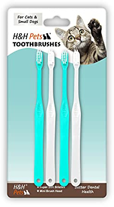H&H Pets Toothbrush for Small Dogs & Cats - Soft and Extra Small Toothbrush Designed for Cats, Puppies, and XS Breed Dogs Like Teacups, Chihuahuas, Yorkshire, and Poodle, 4 Count Pack