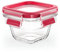 EMSA Clip & Close Glas Frischhaltedose, quadratisch, 0,18 L, 100 Prozent dicht, rutschfestes Stapeln, Glasbehälter spülmaschinen-, gefrier-, backofen-, mikrowellenfest, Rot, Transparent, N10413