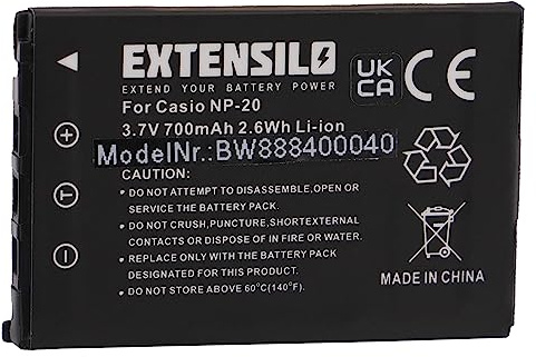 EXTENSILO batteria compatibile con Casio Exilim EX-S880, EX-Z11, EX-Z12, EX-Z3, EX-Z4, EX-Z5 fotocamera digitale DSLR (700mAh, 3,7V, Li-Ion)