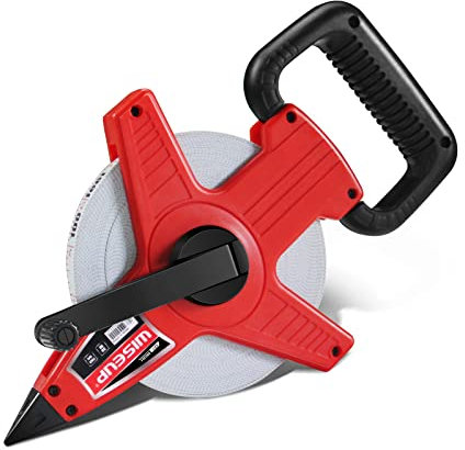 WISEUP Cinta metrica larga, cinta métrica de fibra de vidrio de 30 m, Flexómetro de rueda de medición de doble cara abierta, cinta metrica digital duradera ABS