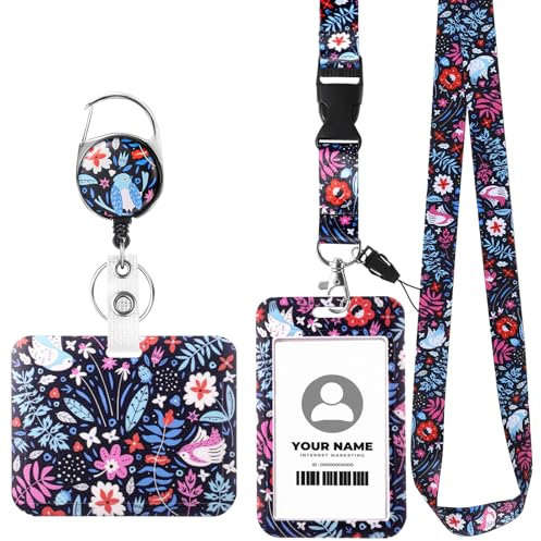 Ausweishülle mit Band mit 2 Ausweishalter, Einziehbarer Ausweishalter Kartenhülle mit Band Kartenhalter Ausweis mit Drehbarer Karabinerverschluss für Lehrer Schüler Krankenschwester