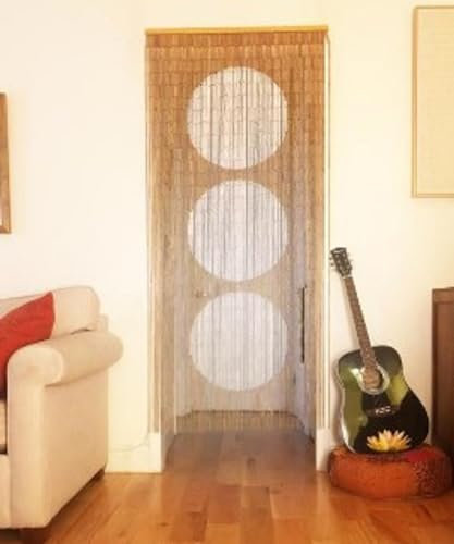 TACHILC Triple Dots Wood Beaded Curtain for Doorway, 35.5 x 78 – Natural Door Beads for Closets, Entryways & Wall Decor – Handmade Hanging Bead Curtain for Home Decoration
