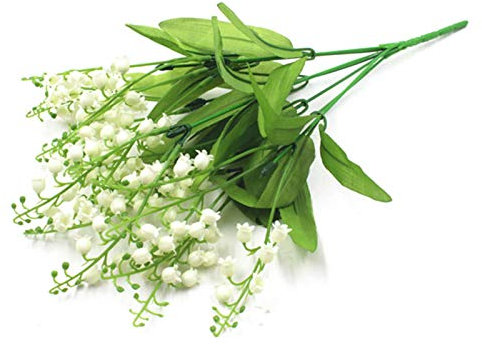 Fiori artificiali Valley, fiori artificiali di mughetto, giglio di seta della valle , decorazione per matrimoni, bouquet da sposa per casa, giardino, ufficio, bouquet di fiori finti bianco Wi