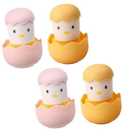 ORFOFE 4pcs Cartoon Chicken Pot Pan Brush Dish Washing up Brushes Scrubbing Ball Easy Replacement