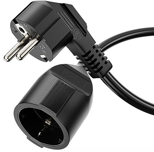 sonero Cavo di prolunga di alimentazione, 2,0 m, da spina di sicurezza Schuko a presa, prolunga del cavo di alimentazione, cavo di rete, prolunga della presa nero