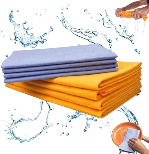 WXQZHF Peau de Chamois Ultra absorbante et Multi-usages, réutilisable, Lavable, sans Rayures, pour la Maison, la Voiture, Les Animaux domestiques (8 pièces)