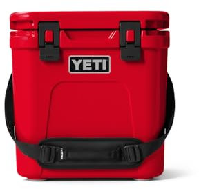 YETI Roadie 24 2.0 Hard Cooler with DoubleDuty Shoulder Strap and Drain Plug, Rescue Red