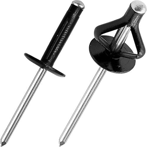JIANDAXIN 50 st trevikta persienner nitar i aluminium, tri grepp exploderande sortiment glödlampa stil pop nitar för fordon, mjuka eller plastmaterial (halv svart, 5/32 tum x 60 cm stort huvud 15/32