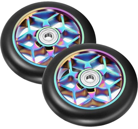2 Piezas Ruedas de Patinete Scooter con Rodamientos ABEC-9, 110 mm Ruedas de Repuesto para Patinete, para Mayoría de Patinetes, Scooters (Colorido)