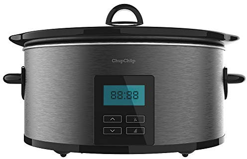 Cecotec Olla de Cocción Lenta de 5,5 L Digital ChupChup Matic Essential. 240W, Cubeta Cerámica, Tapa Cristal, Programable 24h, Temporizador 20h, 2 Niveles de Temperatura, Función Mantener Caliente