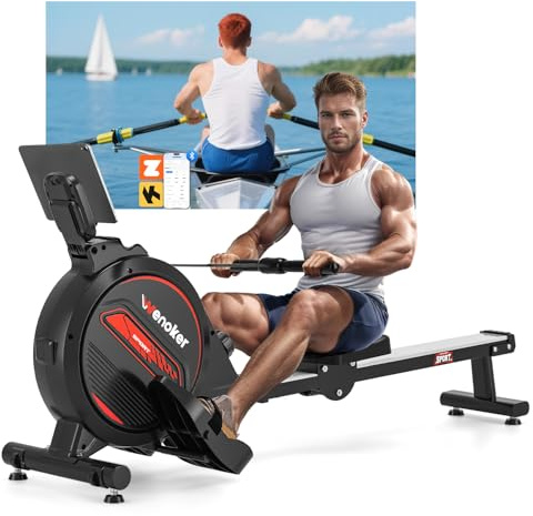 Wenoker Rowing Machine APP Compatible，Indoor Exercise Equipment for Home Gym Use, 16Level Magnetic Rower with 350LB Capacity and LCD Monitor, Cardio Training Machine