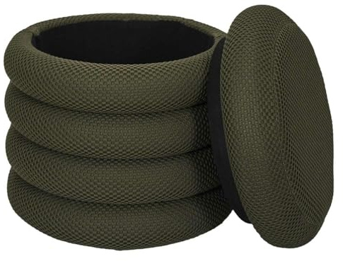 HowHomely Pouffe med lagringsutrymme | Puff 37 x 37 x 42 cm | grön pall med förvaringslåda | sittpall perfekt för vardagsrum kontor hall sovrum hall