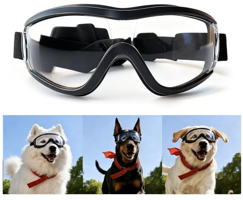 BaiMoure Dog Goggles, Medium Large Pet Sunglasses, Transparent Lenses