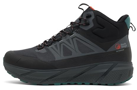 NORTH RIDGE Men's Flux Speed Waterproof Mid Walking Boot (Black, Standard, UK Footwear Size System, Adult, Men, Numeric, Medium, 8)
