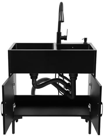 Lavello da cucina indipendente con mobile sottostante e rubinetto estraibile, lavandino in acciaio inox con cestello sgocciolante, 75x41x78cm. Lavello con mobile sottostante, lavabo per ristoranti