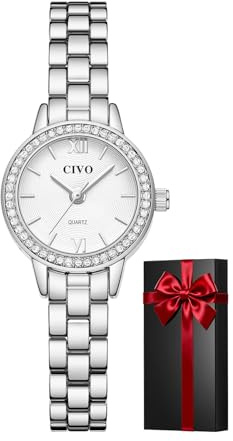 CIVO Reloj Mujer Acero Inoxidable: Reloj Pulsera Dorado/Plata Analógico Pequeño Casual - Relojes Cuarzo Impermeable Rectangular - Regalos Moda para Señora Trabajo y Uso Diario